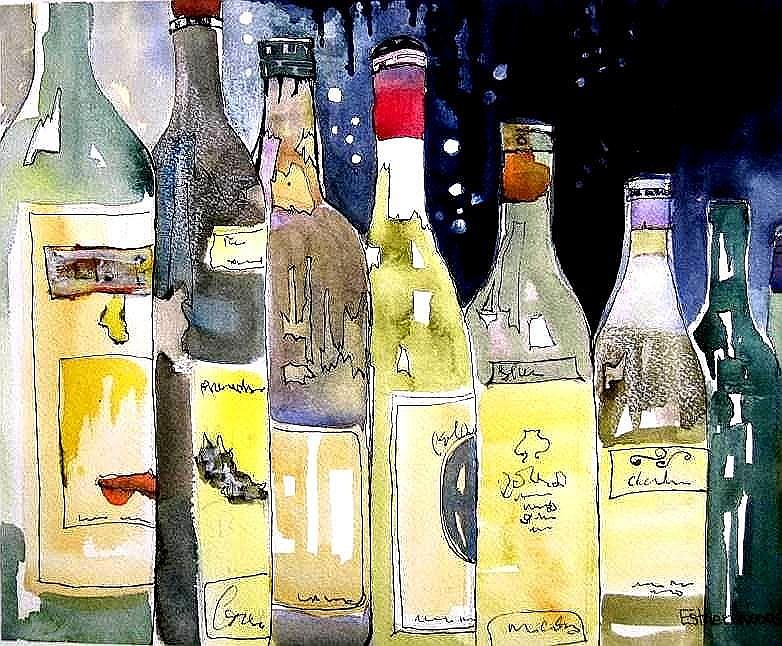 Bottles No 1 Painting by Esther Woods