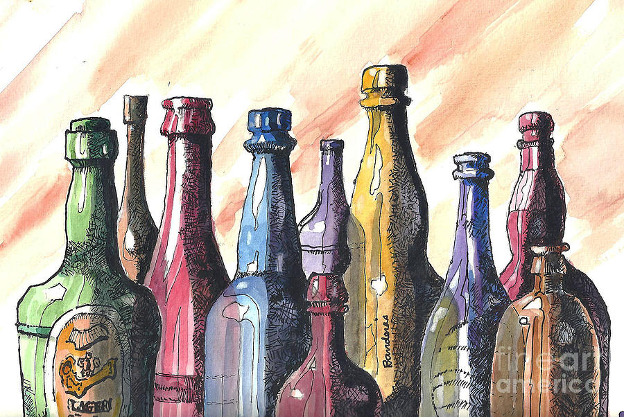 Bottles Of Color Painting by Terry Banderas
