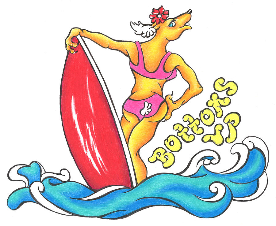 Bottoms Up Surfer Dog Mixed Media by Michael Andrew Frain