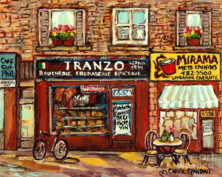 Boucherie Tranzo And Mirama Chinese Food Montreal Storefront Paintings City Scenes Carole Spandau Painting by Carole Spandau
