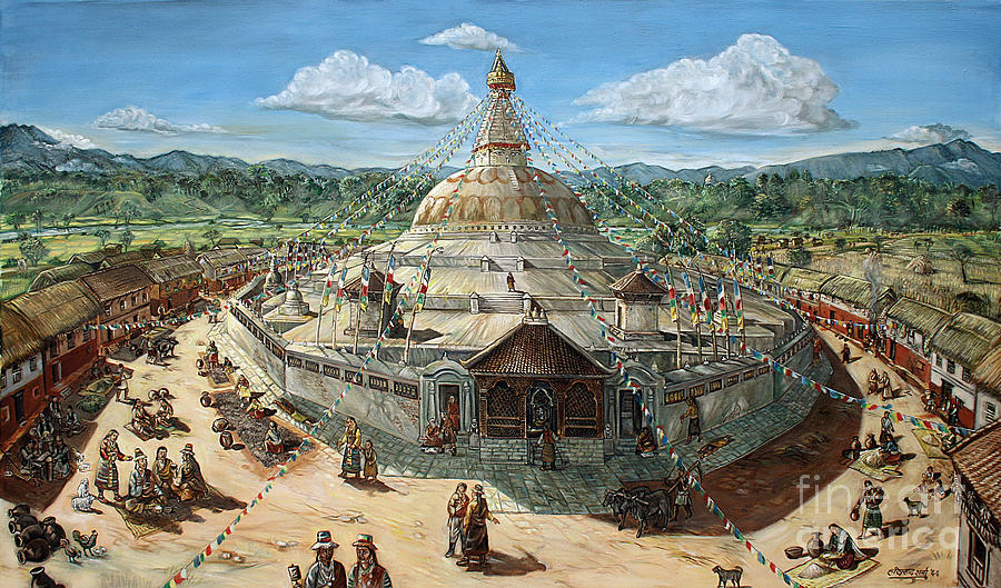 Boudha stupa Painting by Hari Prasad Sharma - Pixels