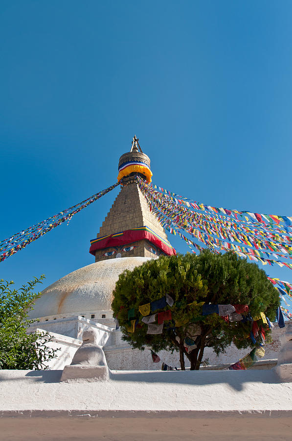 Boudhanath Stupa in the Kathmandu valley in Nepal  Photograph by U Schade