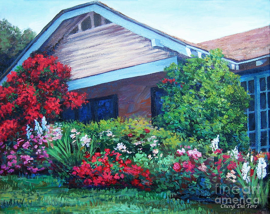 Bougainvillea House Painting by Cheryl Del Toro