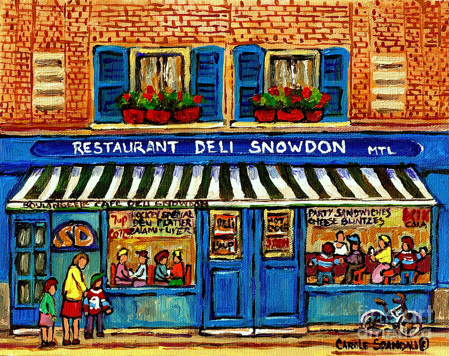 Boulangerie Charcuterie Restaurant Snowdon Deli Decarie Vintage Montreal Streets Carole Spandau Art Painting by Carole Spandau