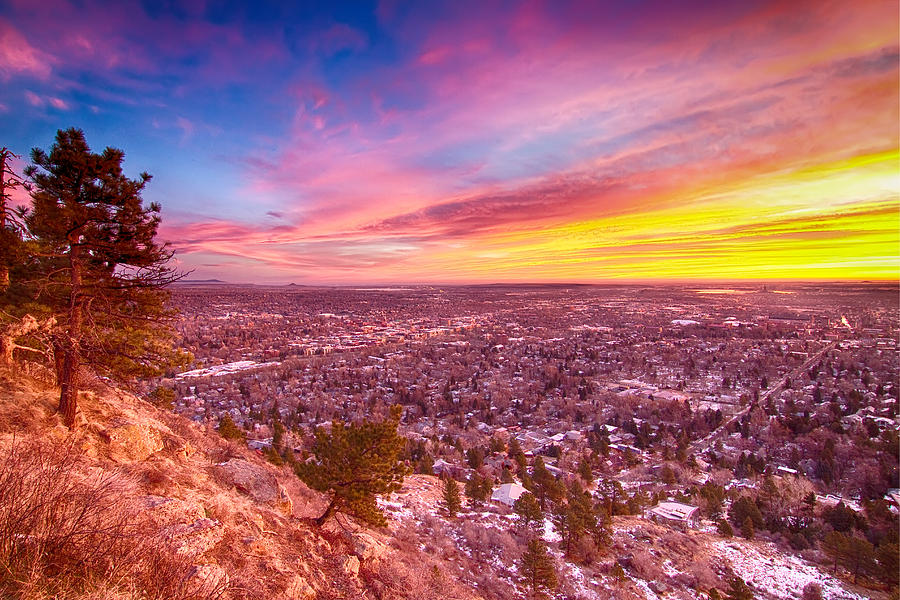 Boulder Colorado Colorful Sunrise City View Photograph by James BO Insogna