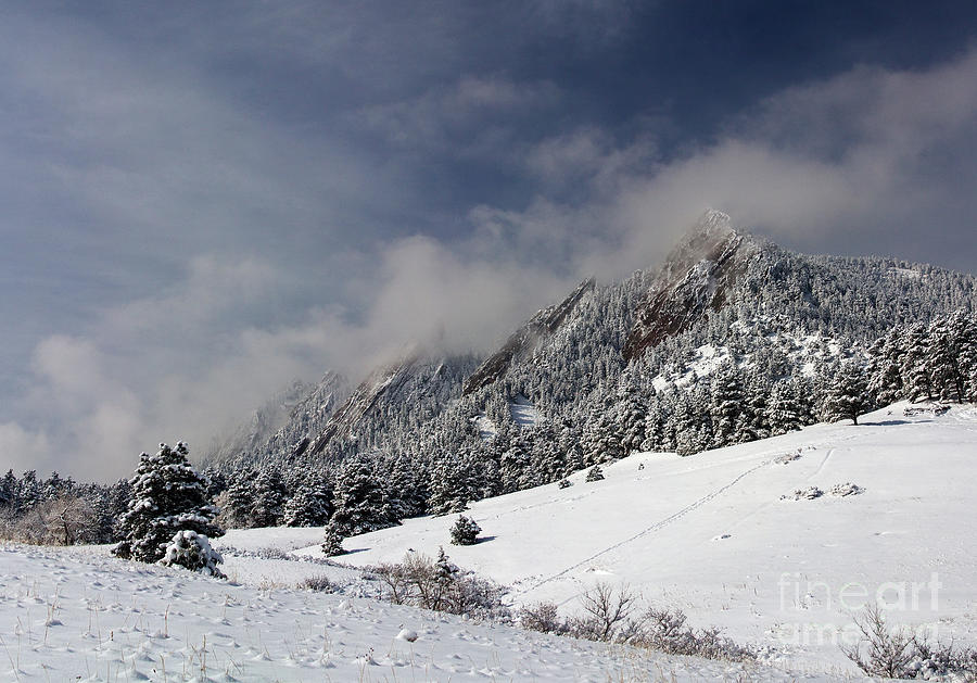 Mountain Photograph - Boulder Colorado Flatirons April Snow by James BO Insogna