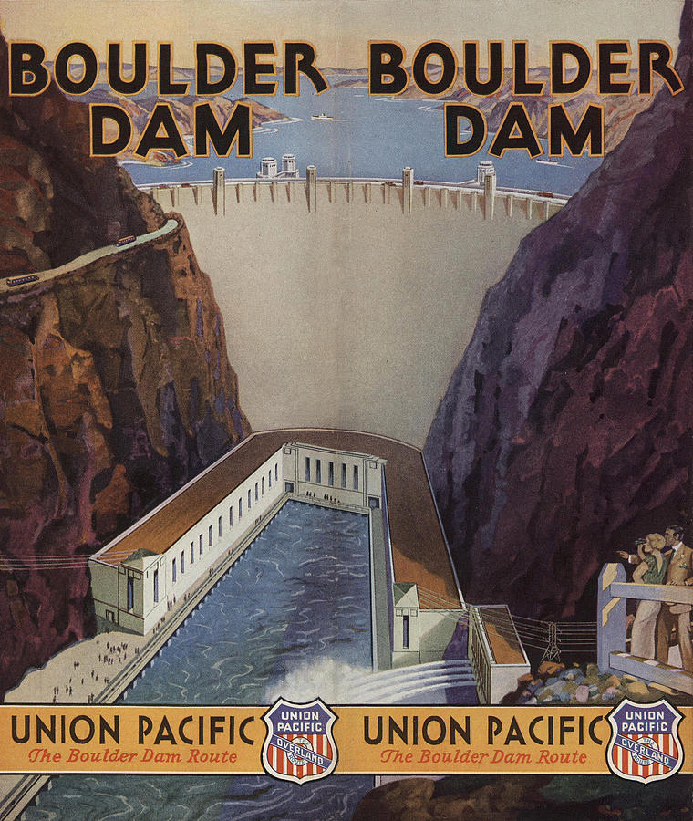 Boulder Dam Photograph - Vintage Train Ad 1935 by Andrew Fare