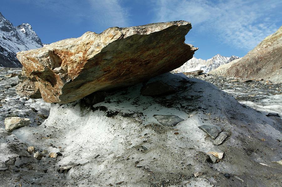 Boulder On A Glacier Photograph by Michael Szoenyi/science Photo Library