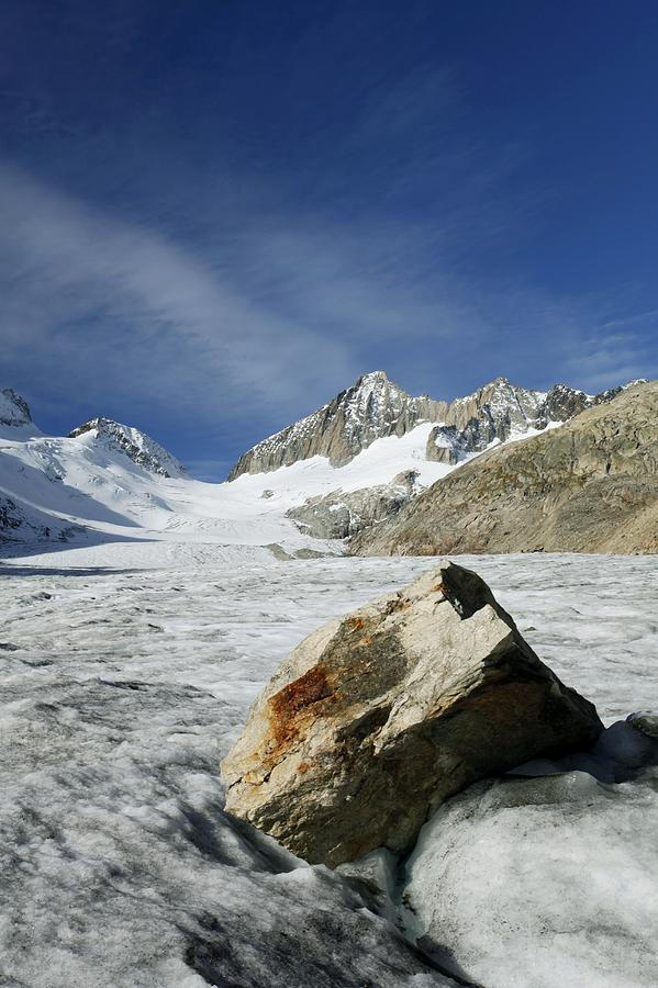 Mountain Photograph - Boulder on a glacier by Science Photo Library