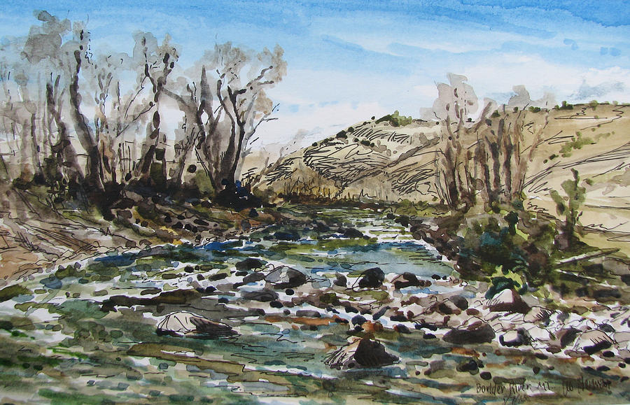 Boulder River in Montana Painting by Les Herman