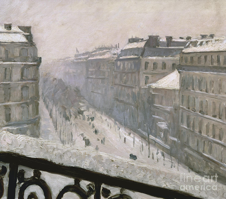 Gustave Caillebotte Painting - Boulevard Haussmann in the Snow by Gustave Caillebotte