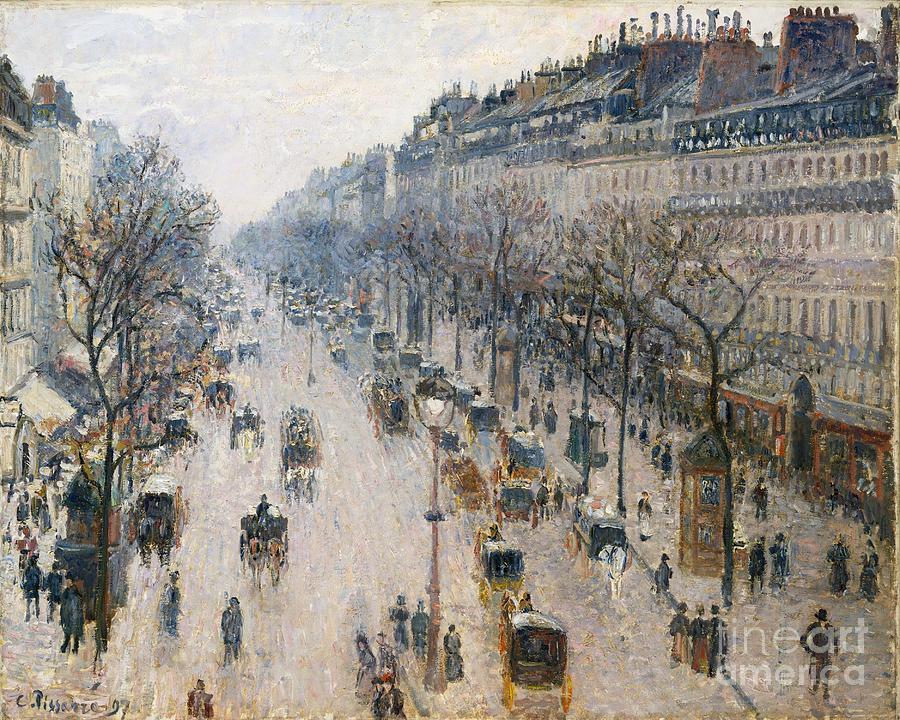 Camille Pissarro Painting - Boulevard Montmartre on a winter morning by Celestial Images