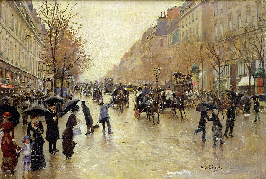 Boulevard Poissonniere In The Rain, C.1885 Oil On Canvas Photograph by Jean Beraud