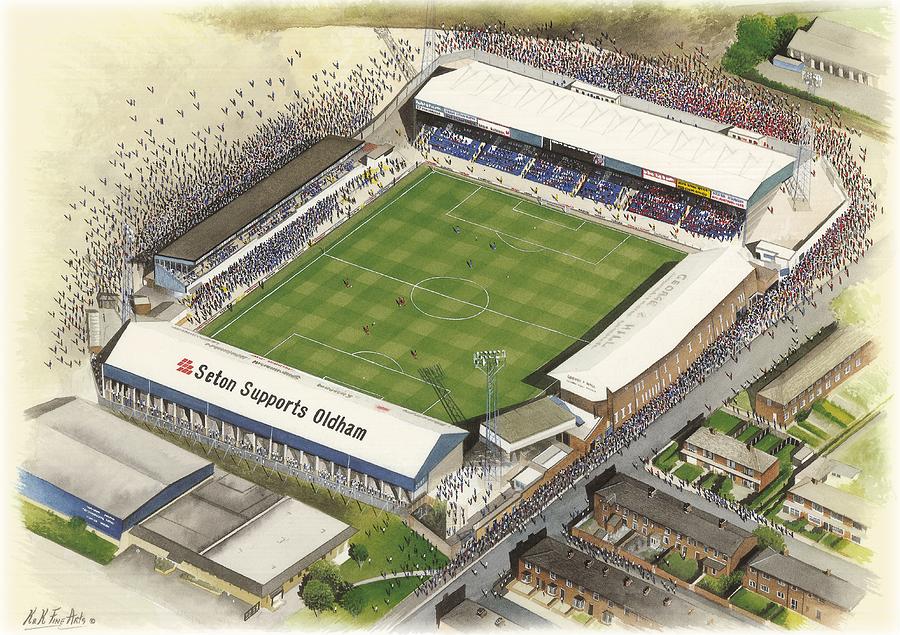 Football Painting - Boundary Park - Oldham Athletic by Kevin Fletcher