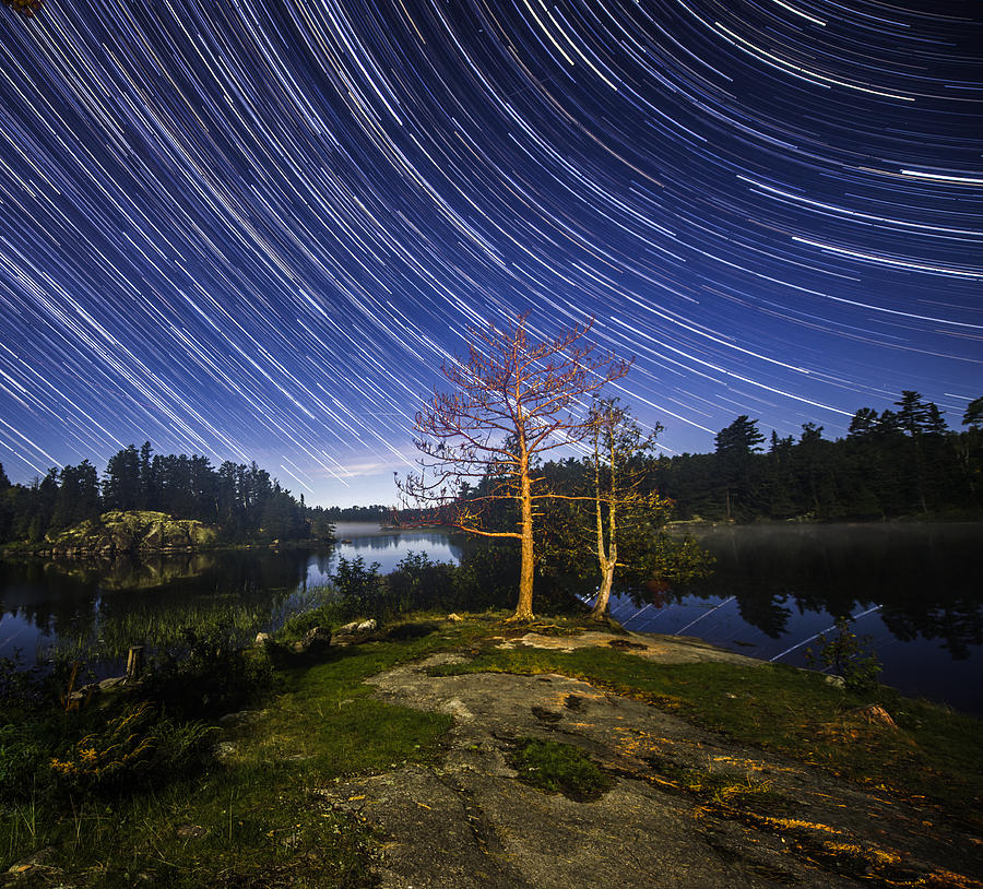 Boundary Waters Star Trails Photograph By Christopher Broste - Fine Art 