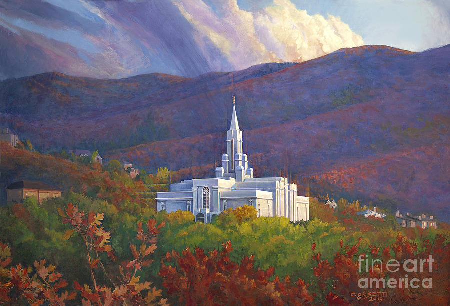 Bountiful Temple In The Mountains Painting