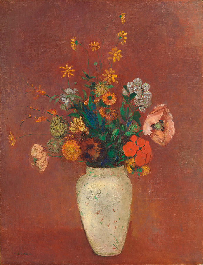 Odilon Redon Painting - Bouquet in a Chinese Vase by Odilon Redon