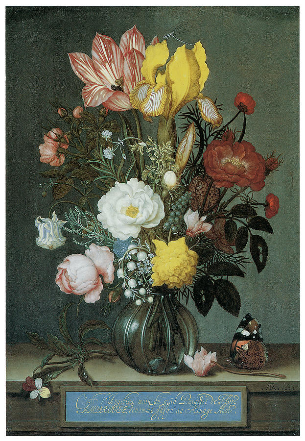 Tulip Painting - Bouquet of Flowers in a Glass Vase by Ambrosius Bosschaert The Elder