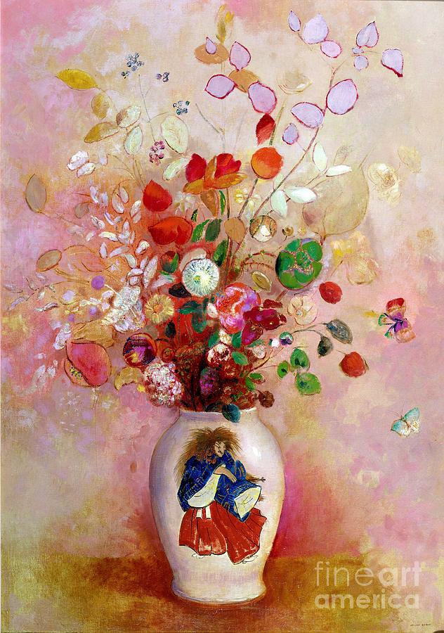 Odilon Redon Painting - Bouquet of Flowers in a Japanese Vase by Odilon Redon