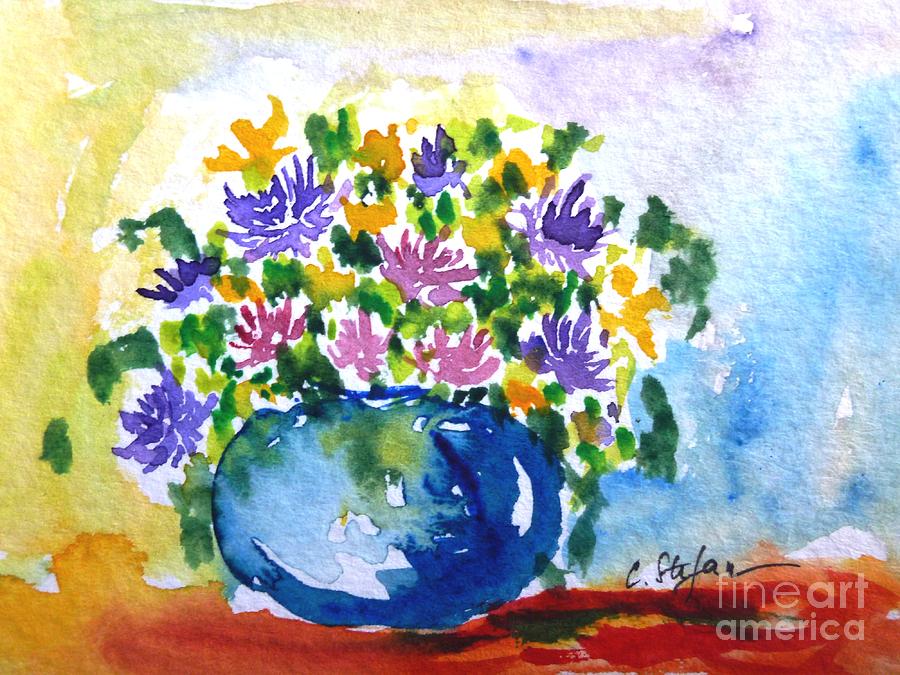 Bouquet of flowers in a vase Painting by Cristina Stefan