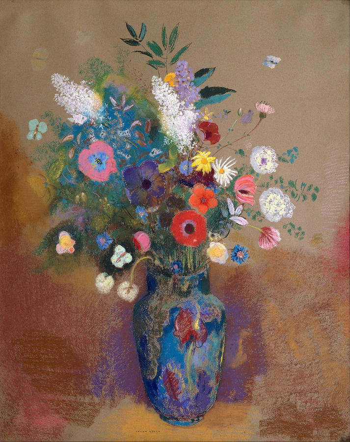 Odilon Redon Drawing - Bouquet of Flowers by Odilon Redon