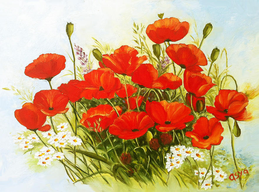 Bouquet of poppy Painting by Asya Tsvetkova - Toledo