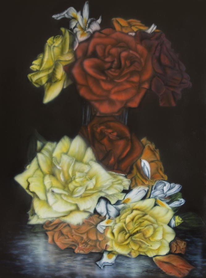Bouquet Of Roses And Lilies Painting