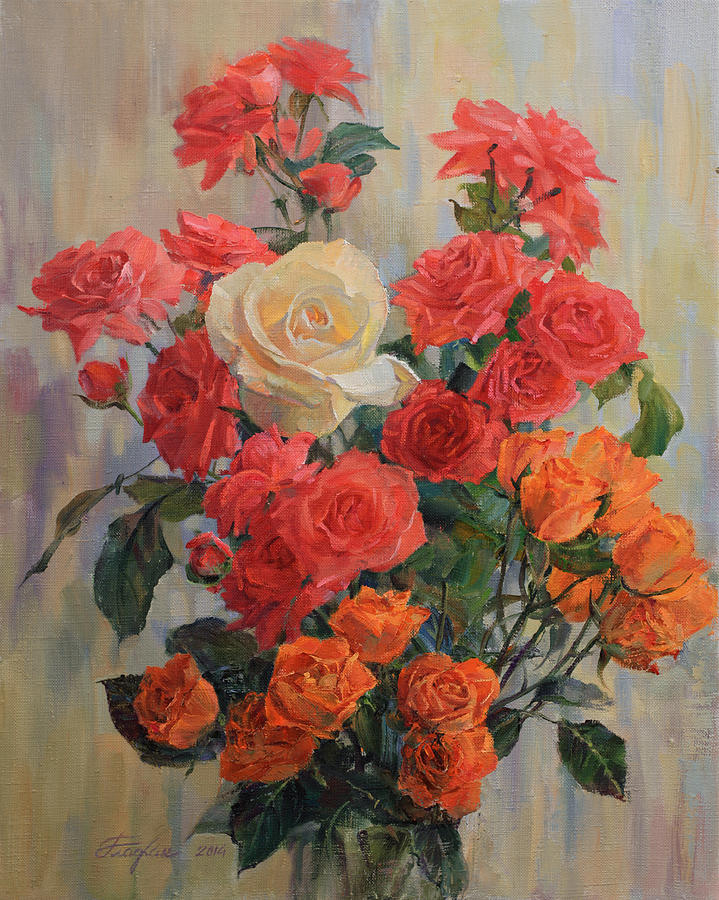 Nature Painting - Bouquet of roses by Galina Gladkaya