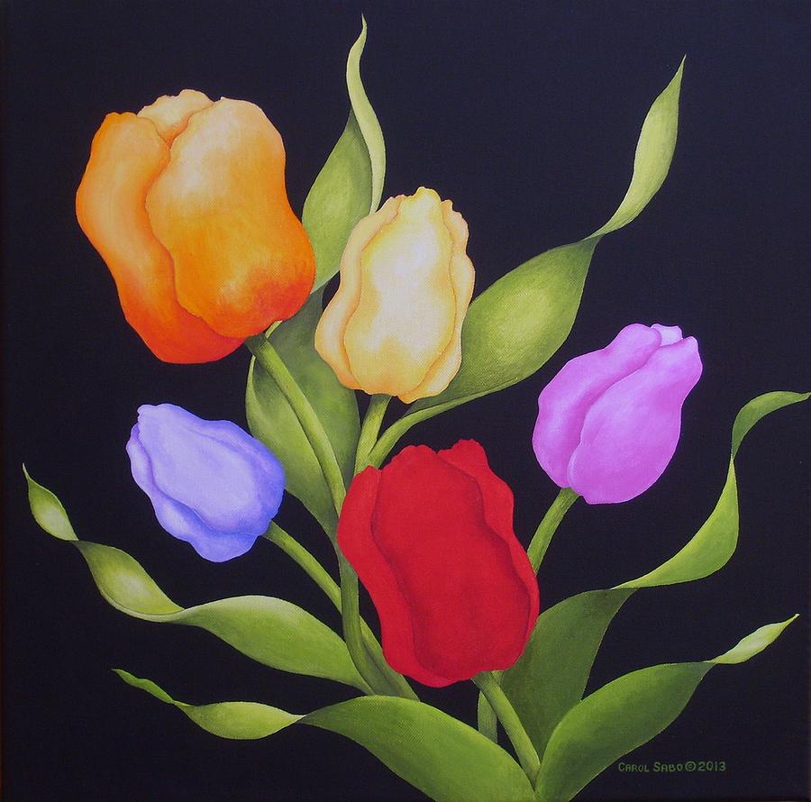 Bouquet of Tulips Painting by Carol Sabo