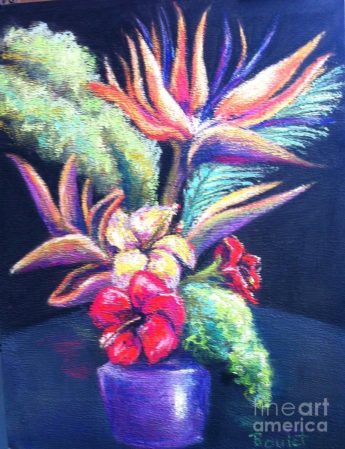 Bouquet with bird of Paradise Painting by Beverly Boulet