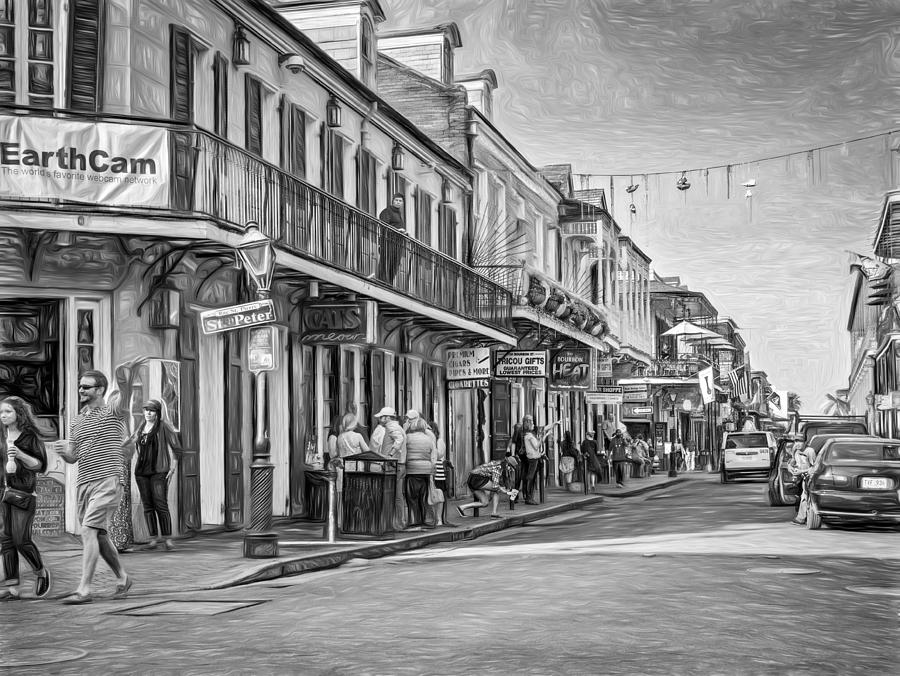 New Orleans Photograph - Bourbon Street Afternoon - Paint bw by Steve Harrington