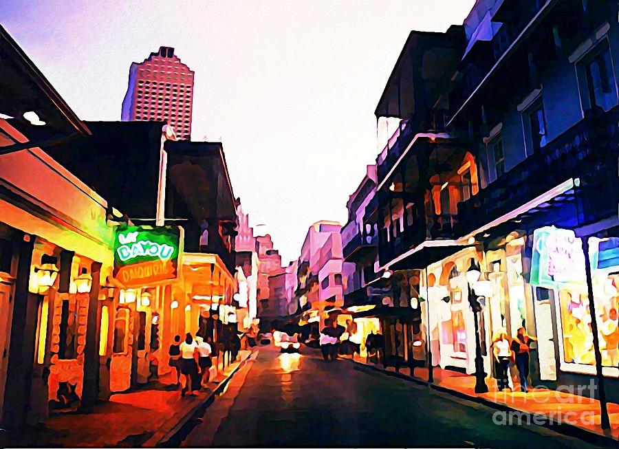 Landscape Painting - Bourbon Street Early Evening by John Malone