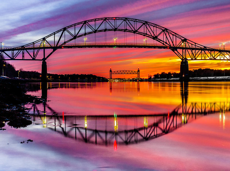 Bourne Bridge Reflection Photograph by Dean Martin