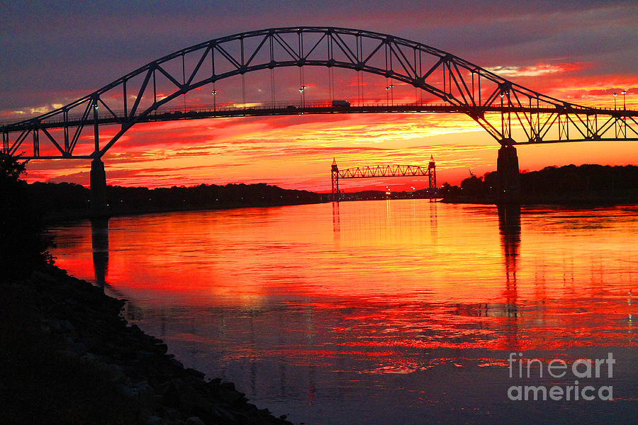 Bourne Bridge Sunset Photograph by John Doble - Fine Art America