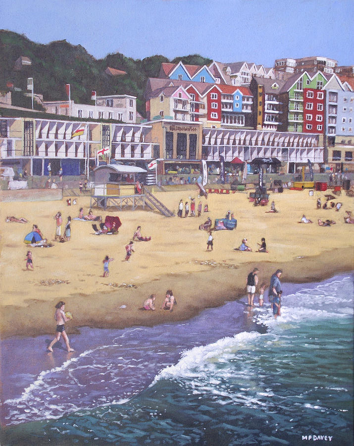 Bournemouth boscombe beach sea front Painting by Martin Davey