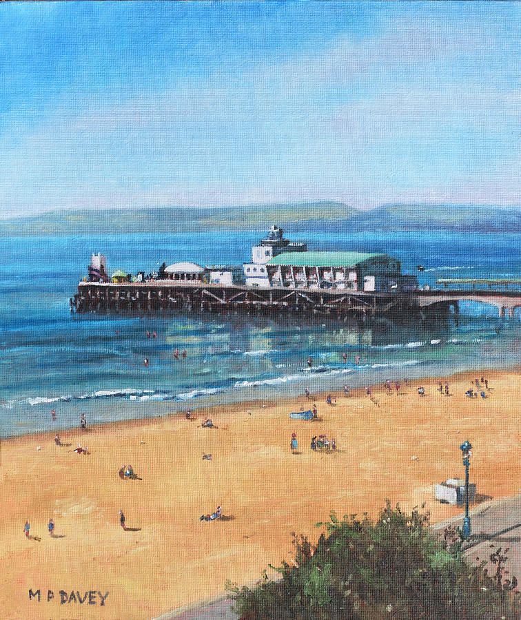 Summer Painting - Bournemouth Pier summer morning from cliff top by Martin Davey