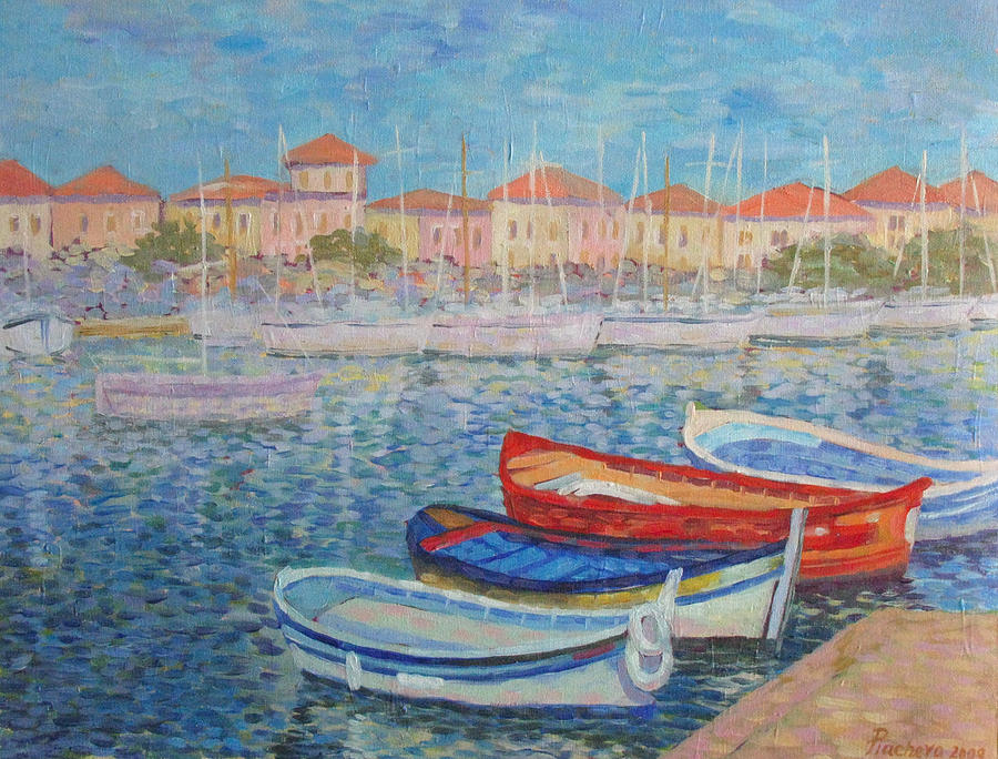 Impressionism Painting - Bout Near Sea Town by Natalia Piacheva