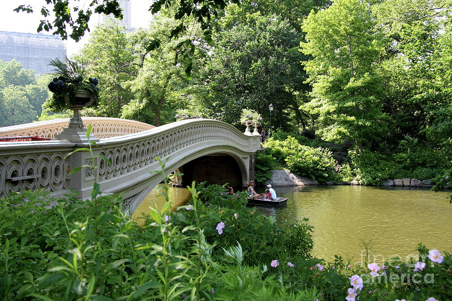 Nature Photograph - Bow Bridge And Rowboat NYC by Christiane Schulze Art And Photography