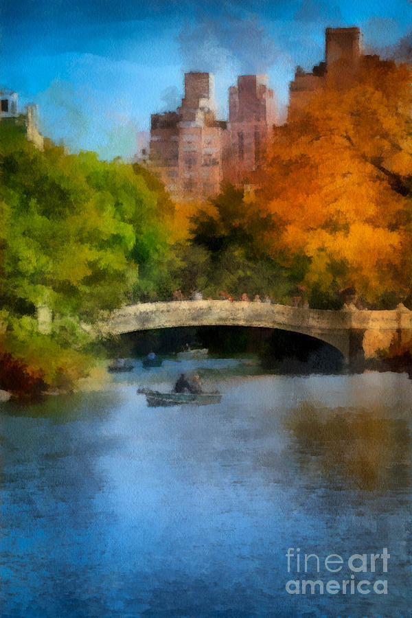 Central Park Digital Art - Bow Bridge Central Park by Amy Cicconi