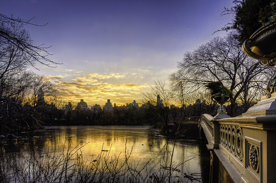 Central Park Photograph - Bow Bridge Sunrise by Jose Vazquez