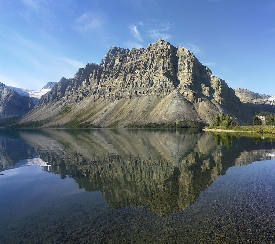 Banff National Park Photograph - Bow Lake And Crowfoot Mts Banff by Tim Fitzharris