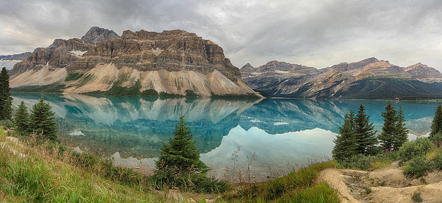 Bow Lake Pano Banff National Park Photograph by Jack Nevitt