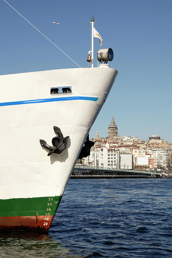Bow Of Boat With Background Showing Photograph by Marc Volk