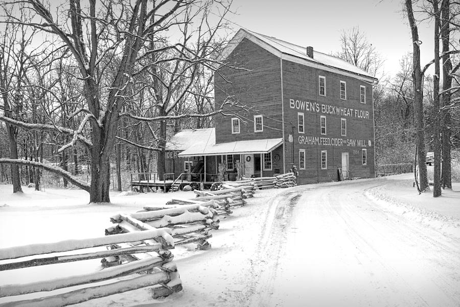 Bowens Mill in Winter Photograph by Randall Nyhof