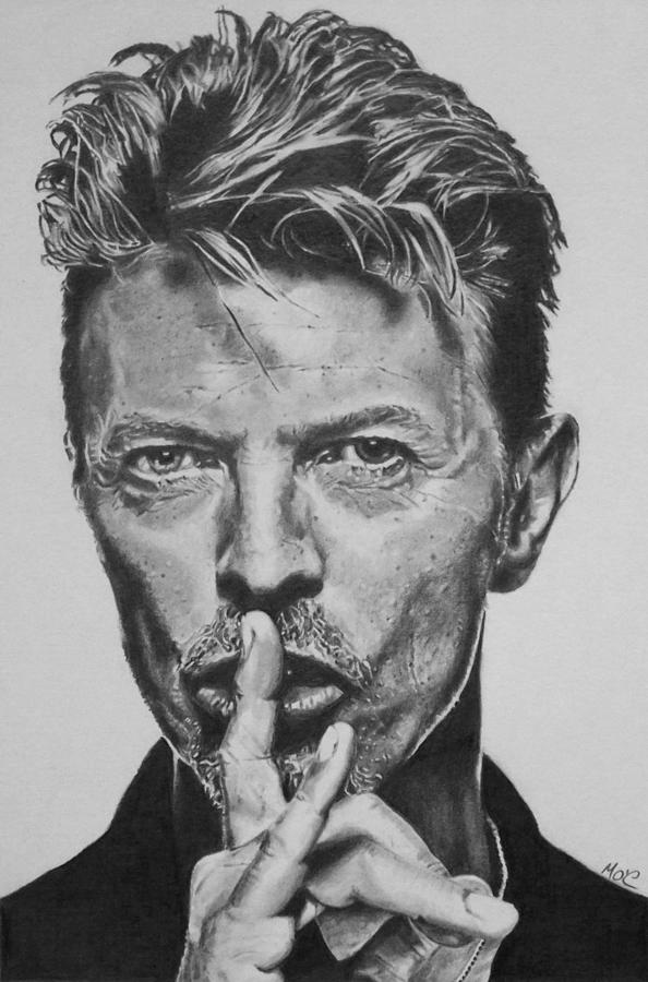 Portrait Drawing - Bowie by Mike OConnell