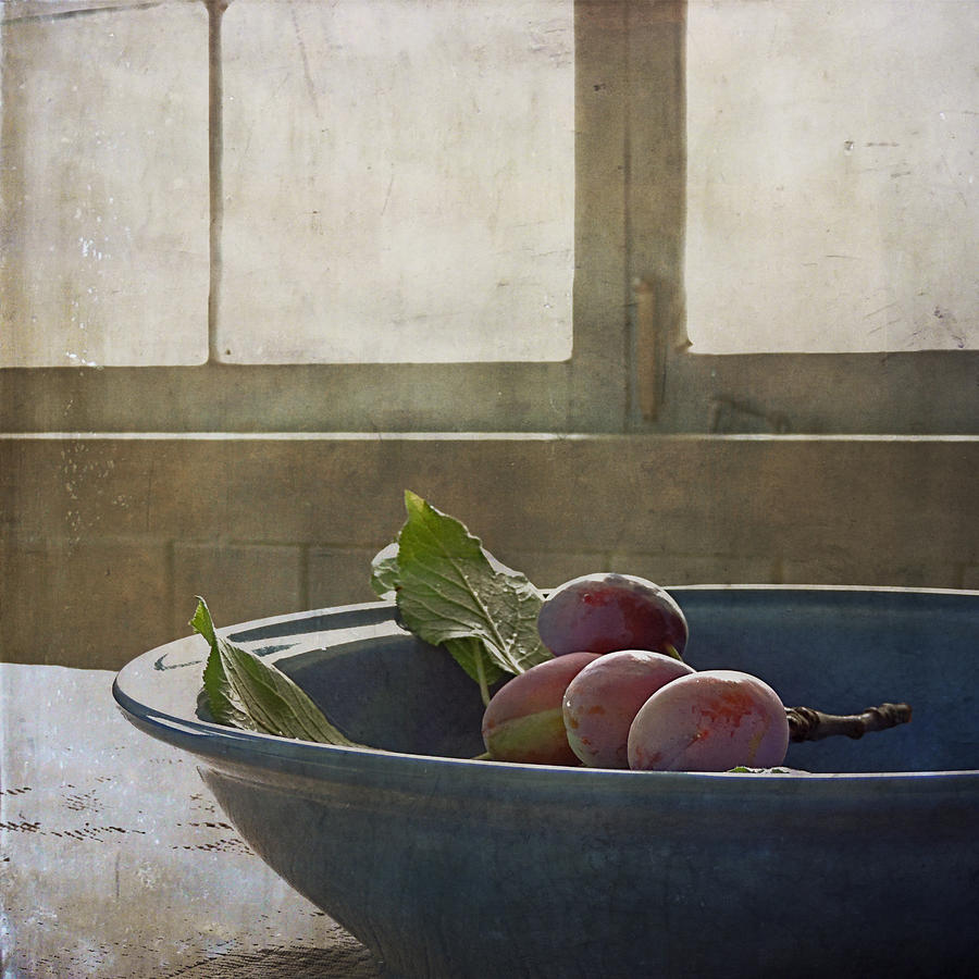 Bowl Full of Plums Photograph by Sally Banfill