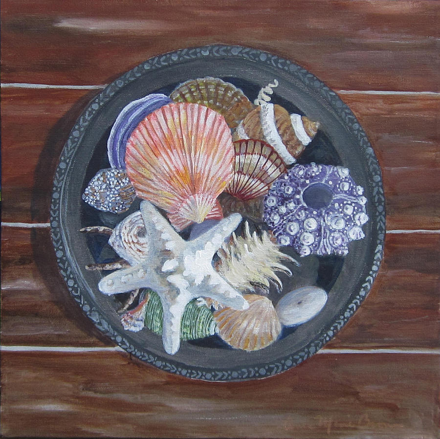 Bowl O Shells Painting by Anne Marie Brown
