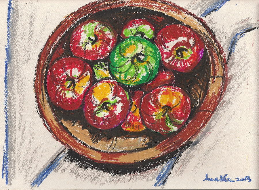 Bowl of apples Painting by Hae Kim
