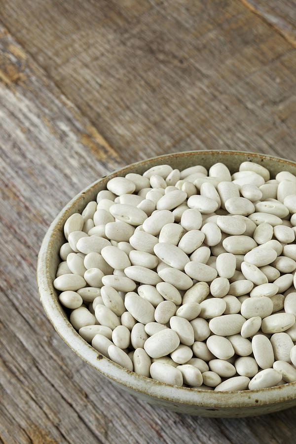 Bowl Of Dried Cannellini Beans On Photograph by Billnoll