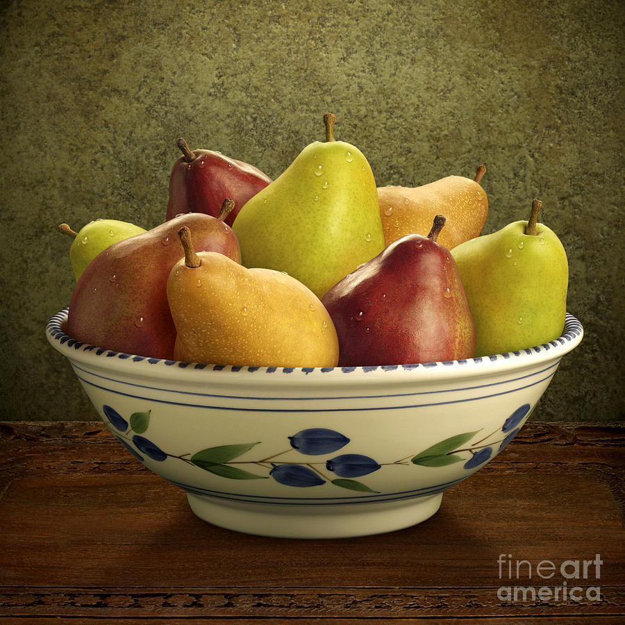 Bowl of Mixed Pears Digital Art by Danny Smythe